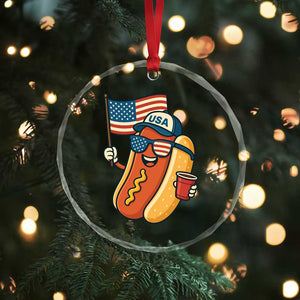 Cool Patriotic Hot Dog Crystal Glass Ornament Funny 4th of July Cookout 4th of July American Flag TS02 Print Your Wear