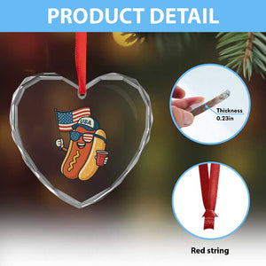 Cool Patriotic Hot Dog Heart Crystal Glass Ornament Funny 4th of July Cookout 4th of July American Flag TS02 Print Your Wear