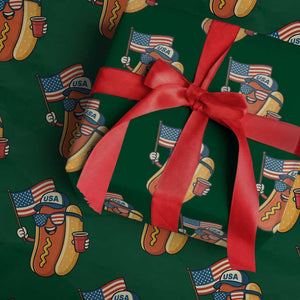 Cool Patriotic Hot Dog Wrapping Paper Roll Funny 4th of July Cookout 4th of July American Flag TS02 Green Print Your Wear