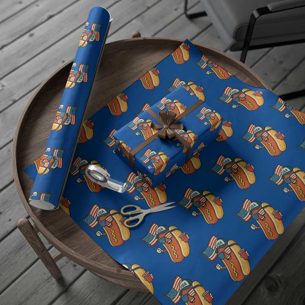Cool Patriotic Hot Dog Wrapping Paper Roll Funny 4th of July Cookout 4th of July American Flag TS02 Blue Print Your Wear