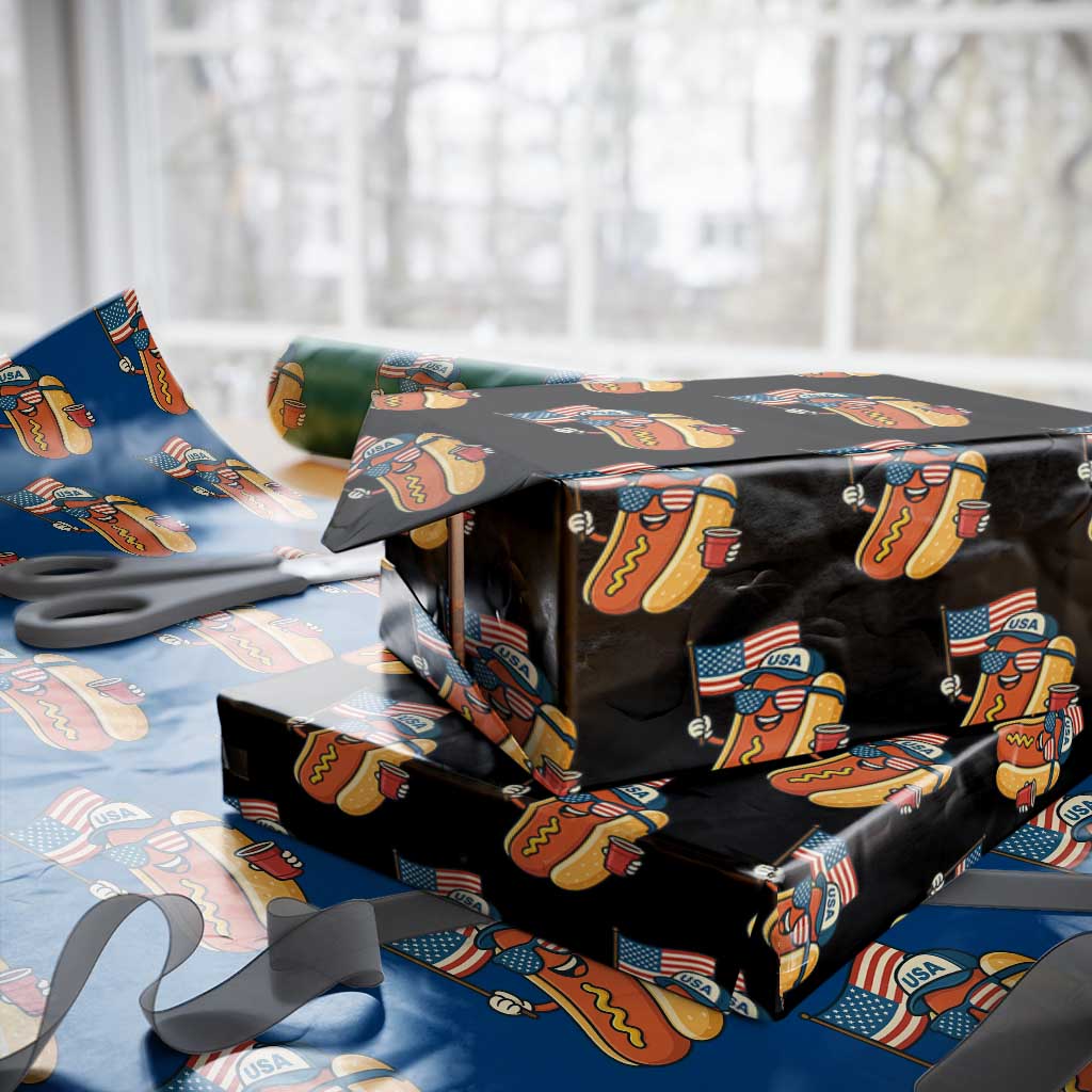 Cool Patriotic Hot Dog Wrapping Paper Roll Funny 4th of July Cookout 4th of July American Flag TS02 Black Print Your Wear