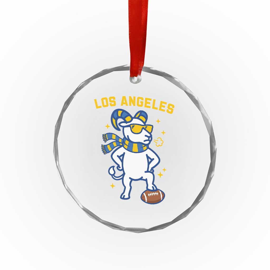 Cool Ram Football Fan Crystal Glass Ornament Royal Blue And Gold Pride