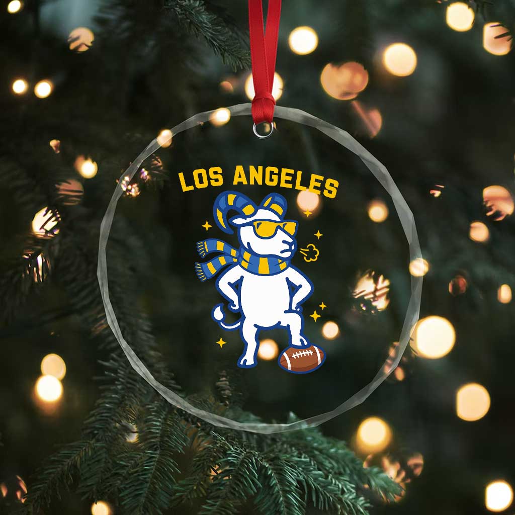 Cool Ram Football Fan Crystal Glass Ornament Royal Blue And Gold Pride