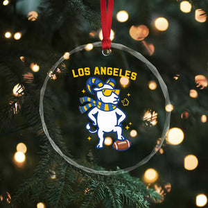 Cool Ram Football Fan Crystal Glass Ornament Royal Blue And Gold Pride