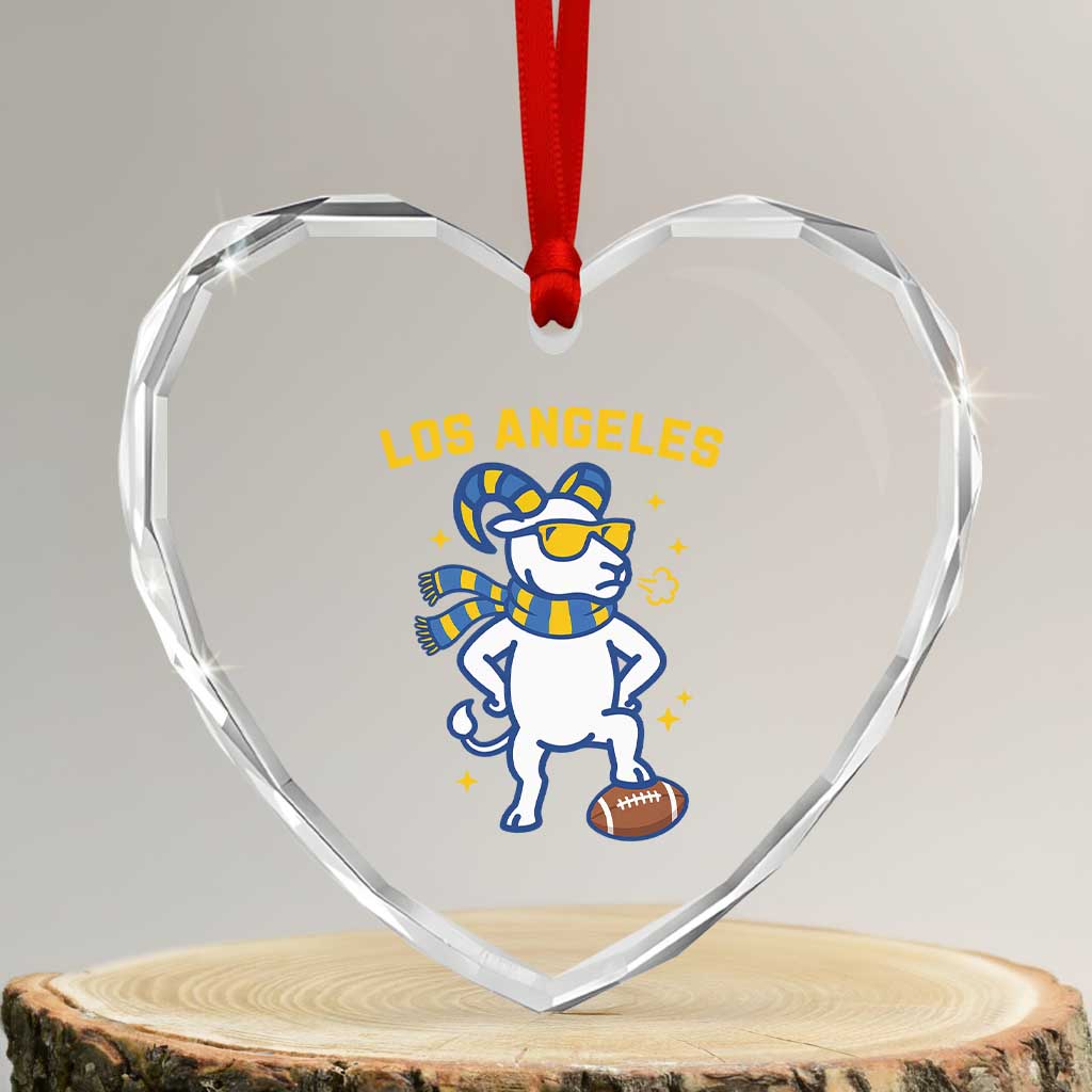 Cool Ram Football Fan Heart Crystal Glass Ornament Royal Blue And Gold Pride TS12 Transparent Glass 3'' Heart Print Your Wear