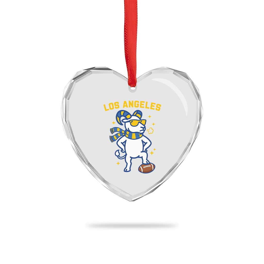 Cool Ram Football Fan Heart Crystal Glass Ornament Royal Blue And Gold Pride