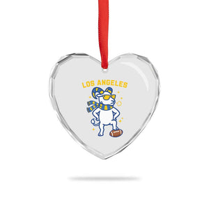 Cool Ram Football Fan Heart Crystal Glass Ornament Royal Blue And Gold Pride