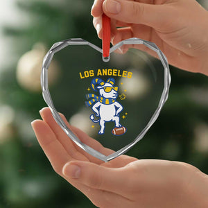Cool Ram Football Fan Heart Crystal Glass Ornament Royal Blue And Gold Pride