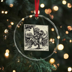 Cool Royal Cat Riding Dinosaur Crystal Glass Ornament Rock N Roll Engraving Graphic Art