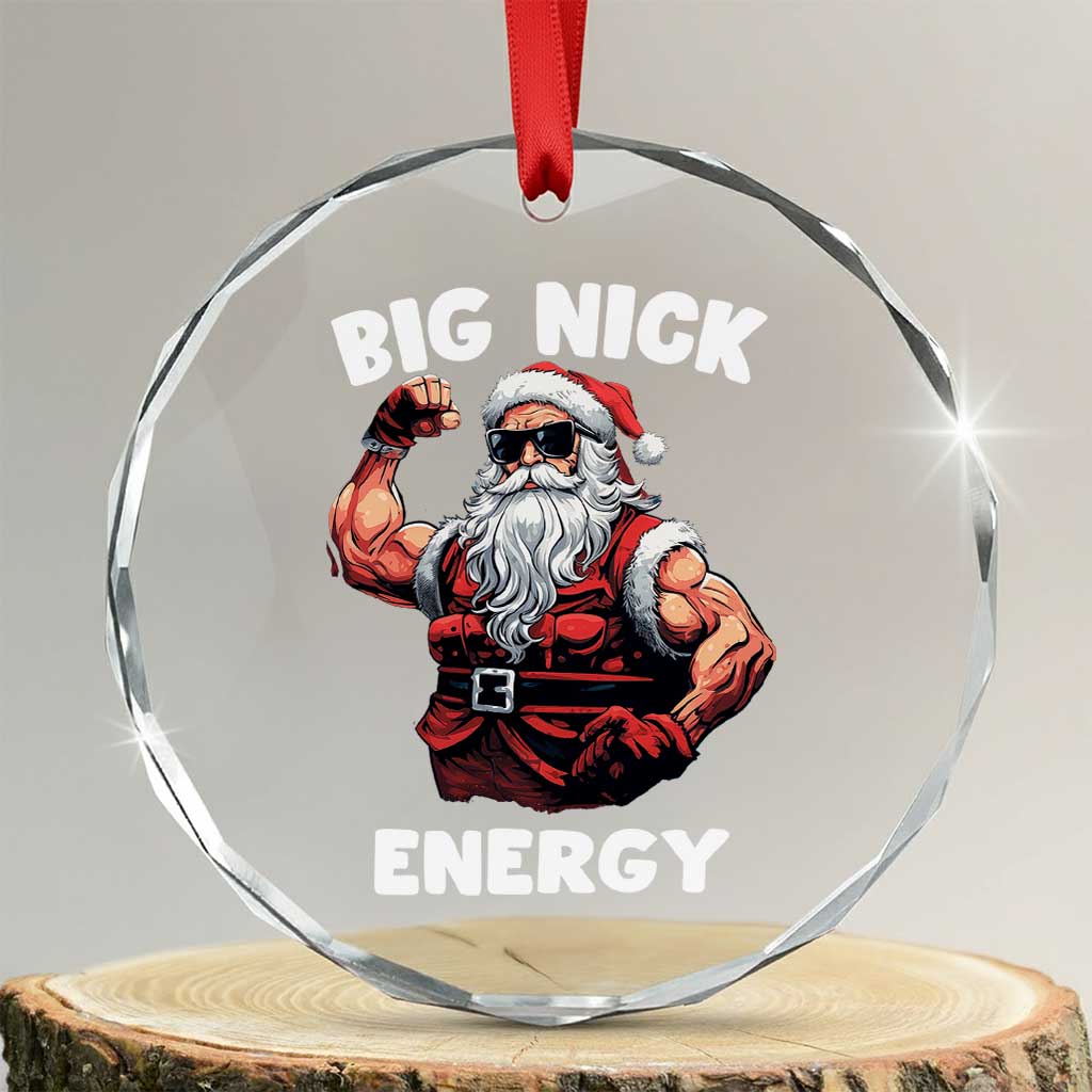 Cool Santa Claus Crystal Glass Ornament Big Nick Energy TS02 Transparent Glass 3'' Circle Print Your Wear