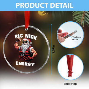 Cool Santa Claus Crystal Glass Ornament Big Nick Energy TS02 Print Your Wear