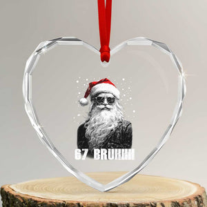 Cool Santa Claus Six Seven 67 Meme Heart Crystal Glass Ornament Funny 6 7 Gen Alpha Slang Viral Meme TS10 Transparent Glass 3'' Heart Print Your Wear