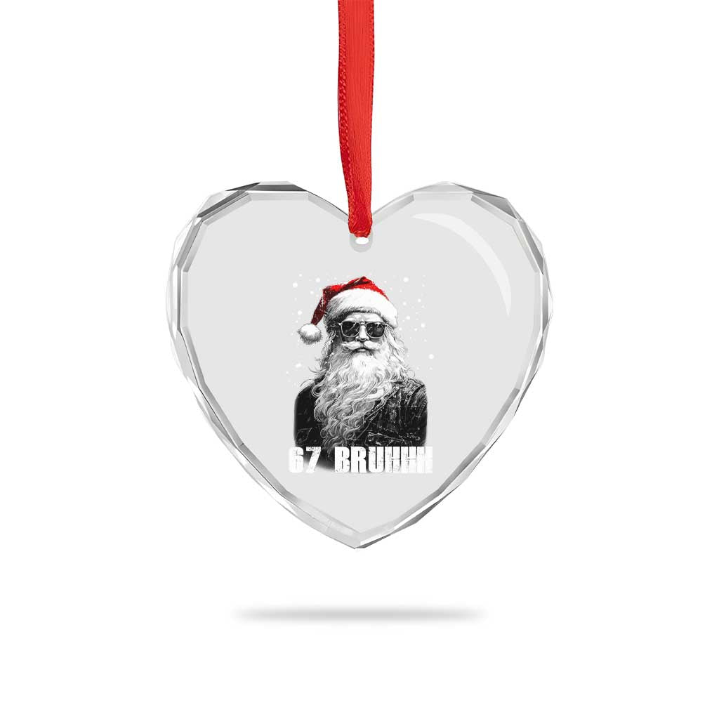 Cool Santa Claus Six Seven 67 Meme Heart Crystal Glass Ornament Funny 6 7 Gen Alpha Slang Viral Meme TS10 Print Your Wear