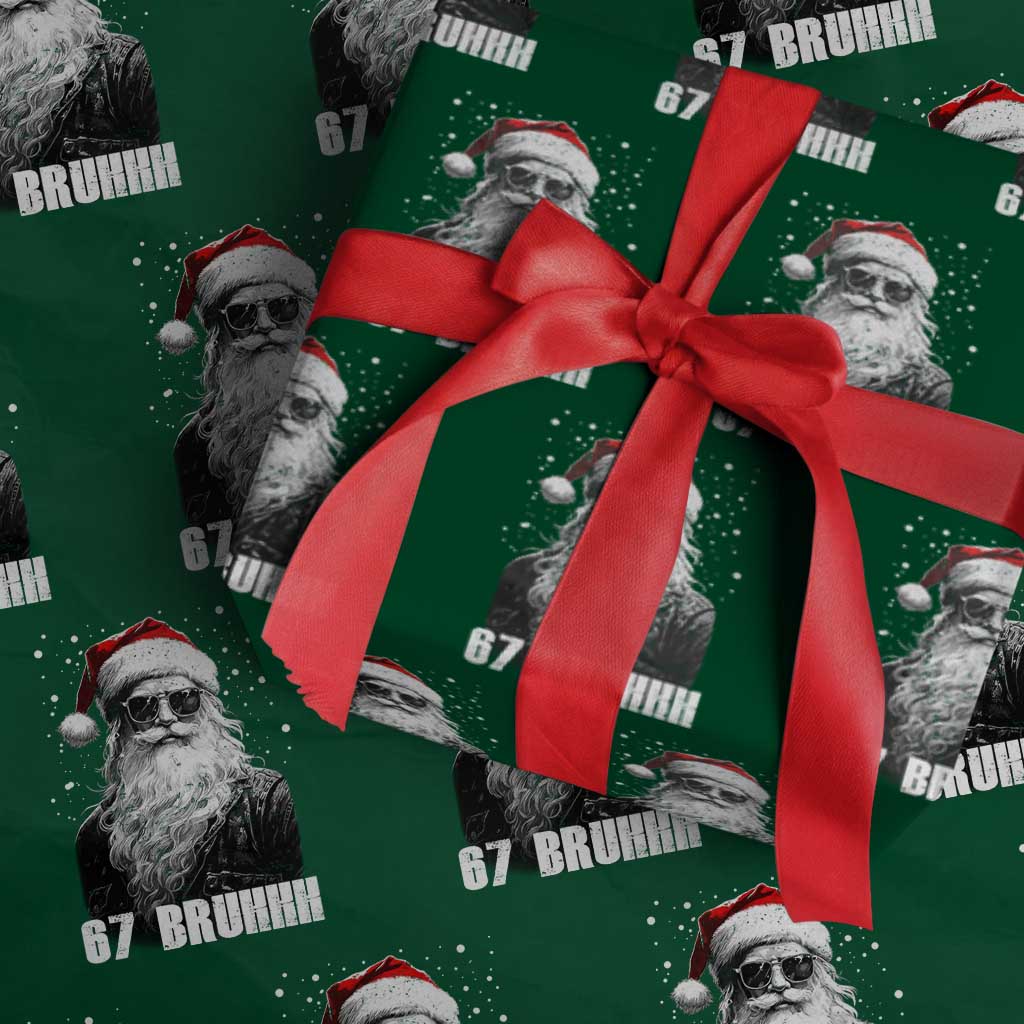 Cool Santa Claus Six Seven 67 Meme Wrapping Paper Roll Funny 6 7 Gen Alpha Slang Viral Meme TS10 Green Print Your Wear