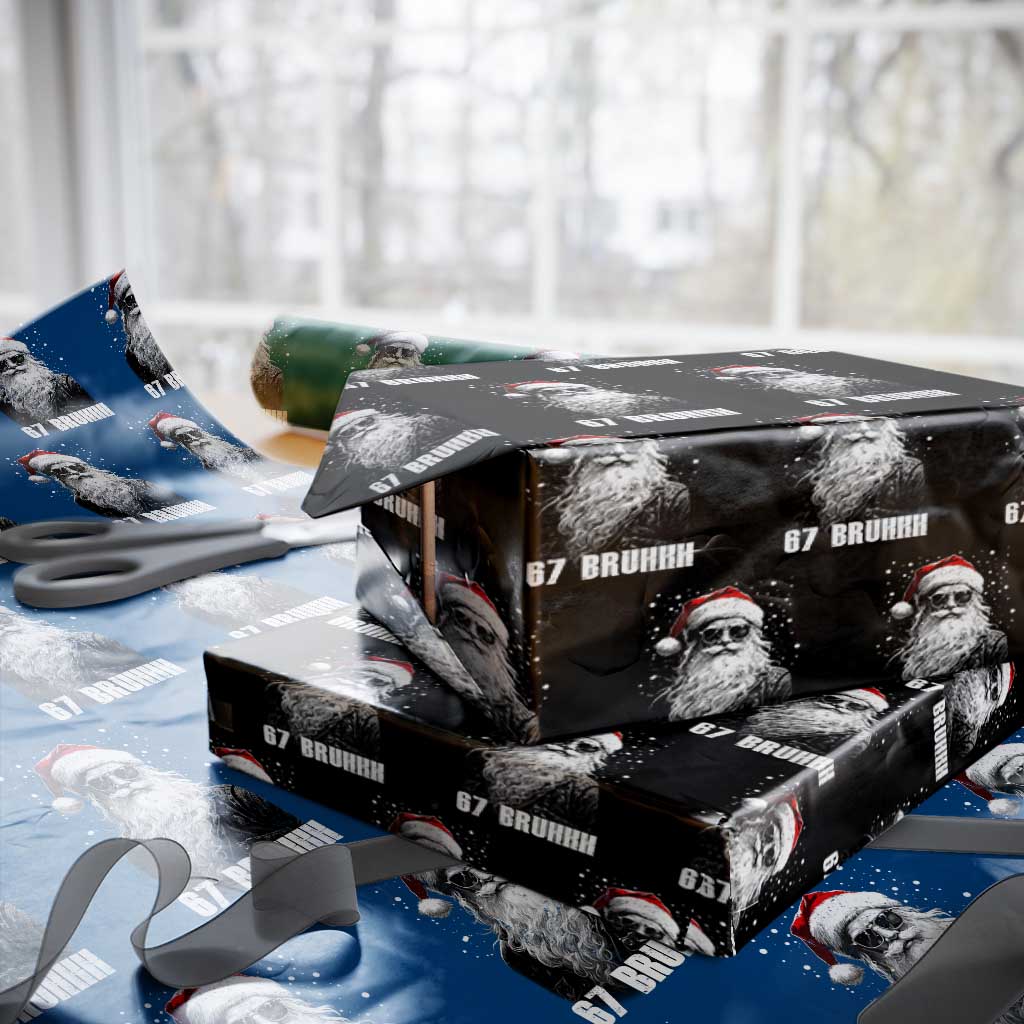 Cool Santa Claus Six Seven 67 Meme Wrapping Paper Roll Funny 6 7 Gen Alpha Slang Viral Meme TS10 Black Print Your Wear