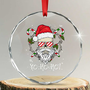 Cool Santa Crystal Glass Ornament Yo Ho Ho Skull Beard Sunglass TS09 Transparent Glass 3'' Circle Print Your Wear