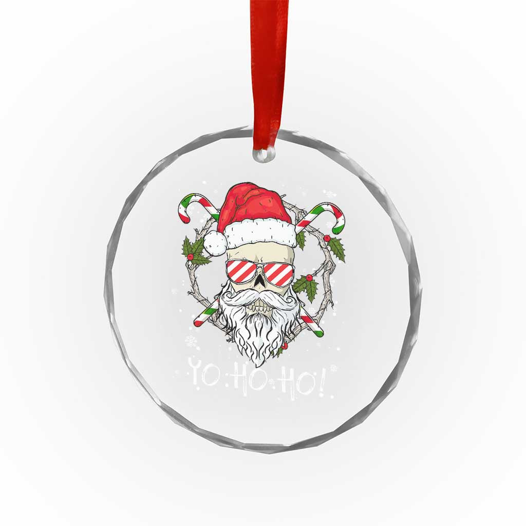 Cool Santa Crystal Glass Ornament Yo Ho Ho Skull Beard Sunglass TS09 Print Your Wear