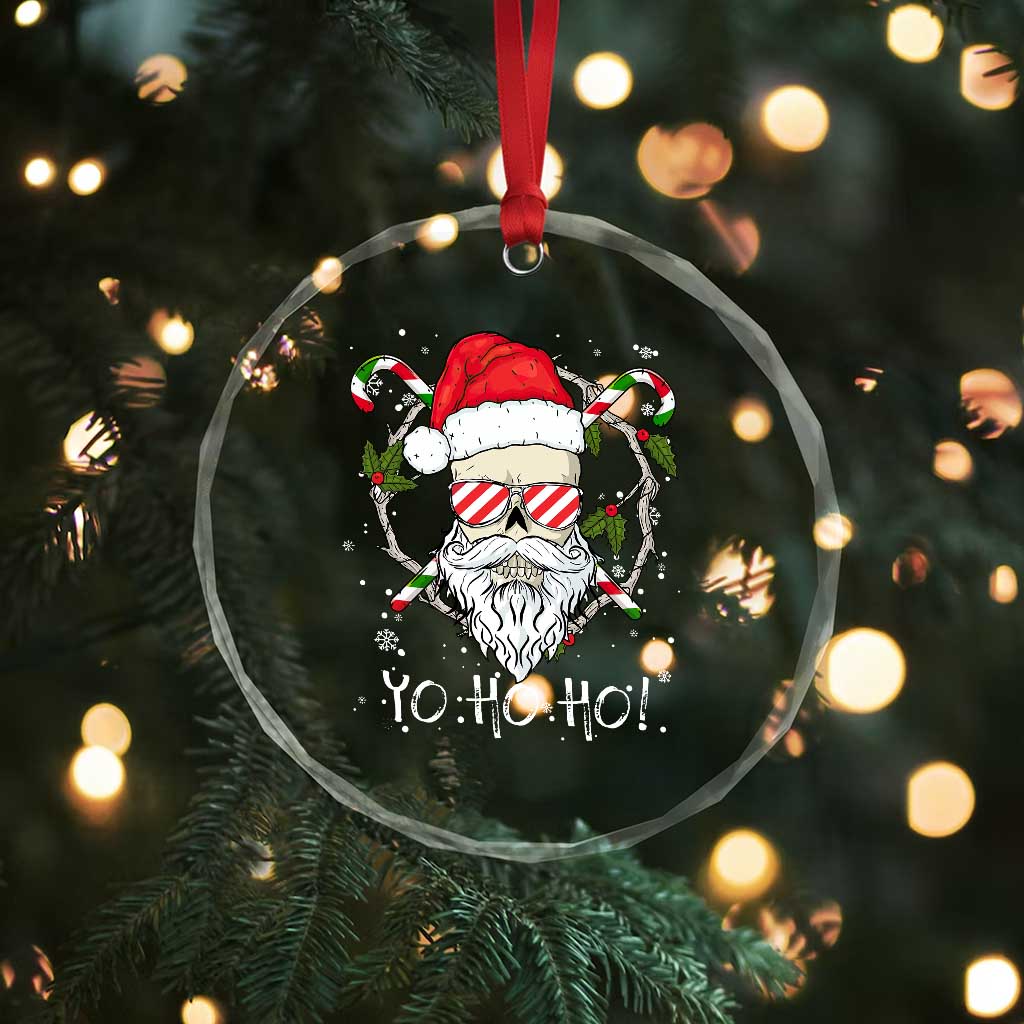 Cool Santa Crystal Glass Ornament Yo Ho Ho Skull Beard Sunglass TS09 Print Your Wear