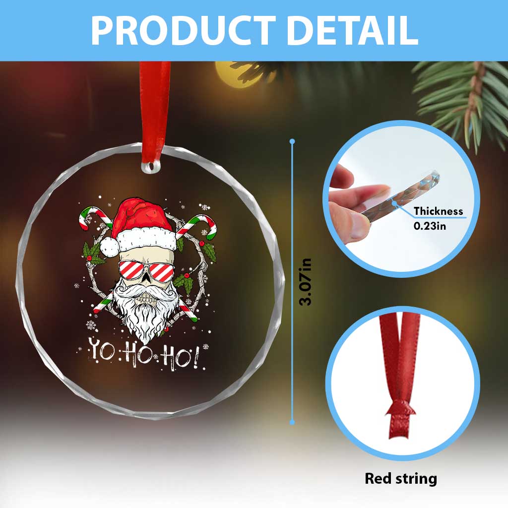 Cool Santa Crystal Glass Ornament Yo Ho Ho Skull Beard Sunglass TS09 Print Your Wear