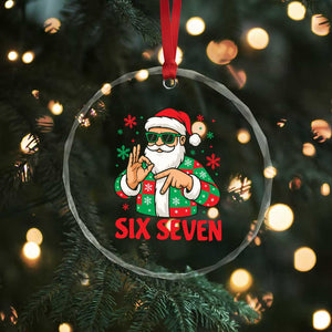 Cool Santa Six Seven Meme Christmas Crystal Glass Ornament Funny 67 Holiday Hand Sign with Hipster Vibes TS02 Print Your Wear