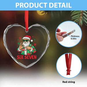 Cool Santa Six Seven Meme Christmas Heart Crystal Glass Ornament Funny 67 Holiday Hand Sign with Hipster Vibes TS02 Print Your Wear