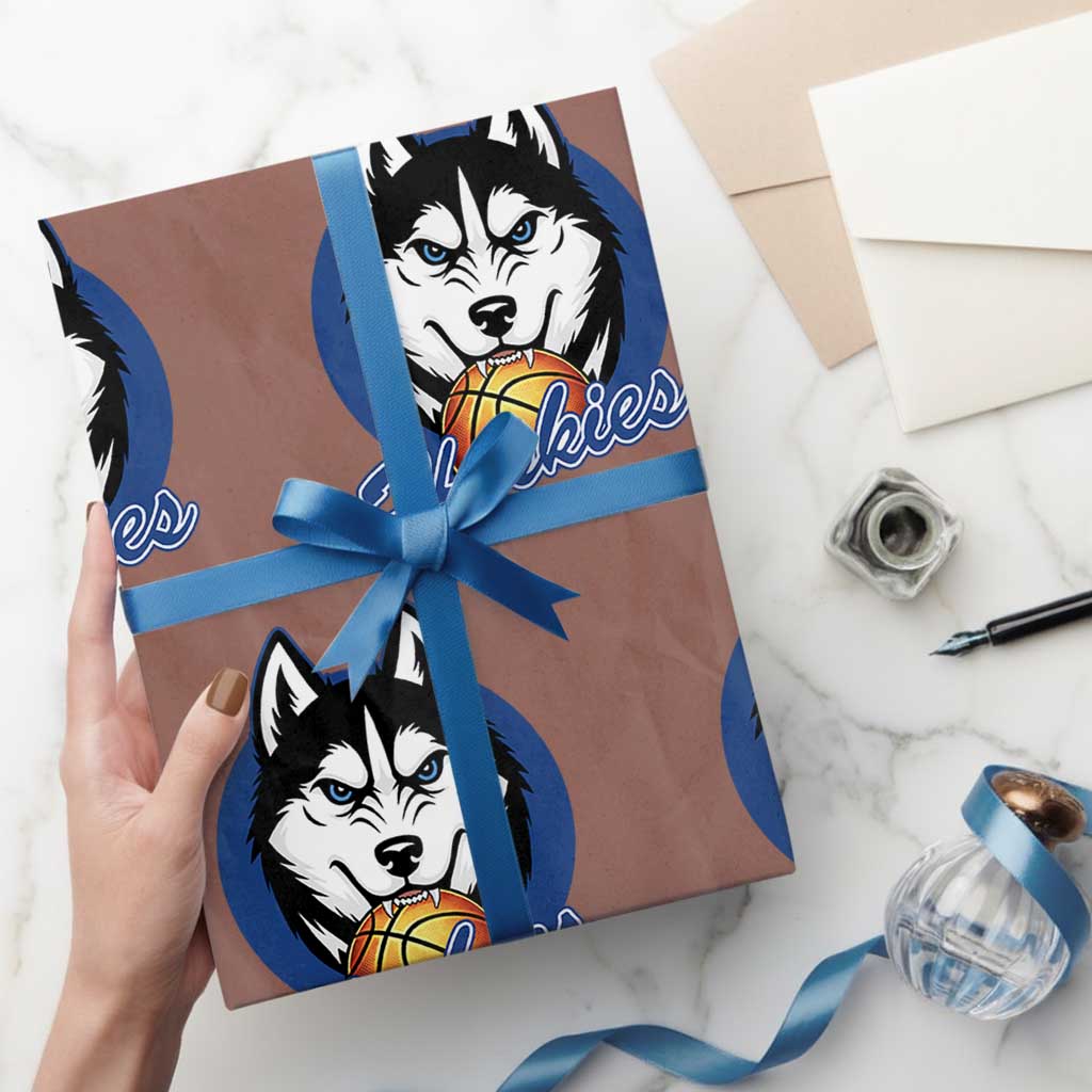 Cool Siberian Husky Basketball Wrapping Paper Roll Gift For Dog Lovers TS12 Mocha Print Your Wear