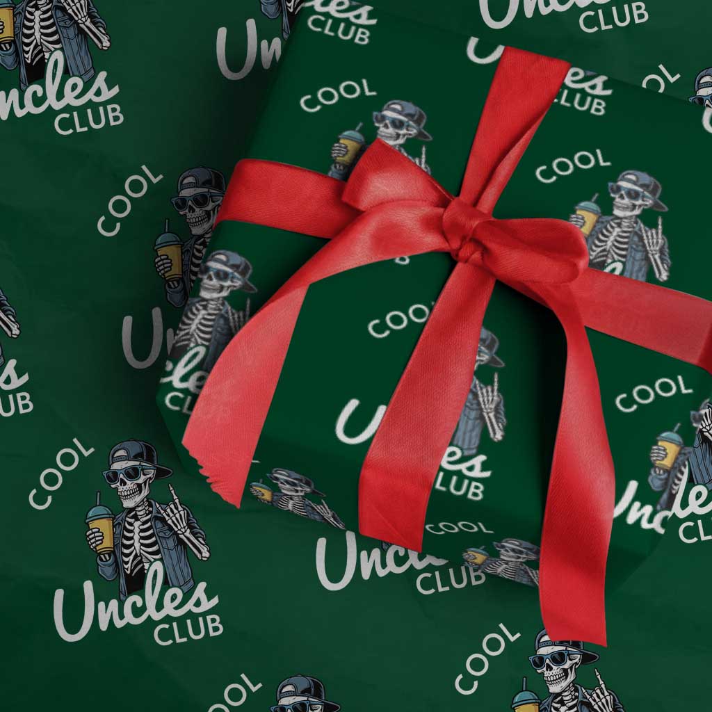 Cool Uncles Club Wrapping Paper Roll Funny Uncle Skeleton