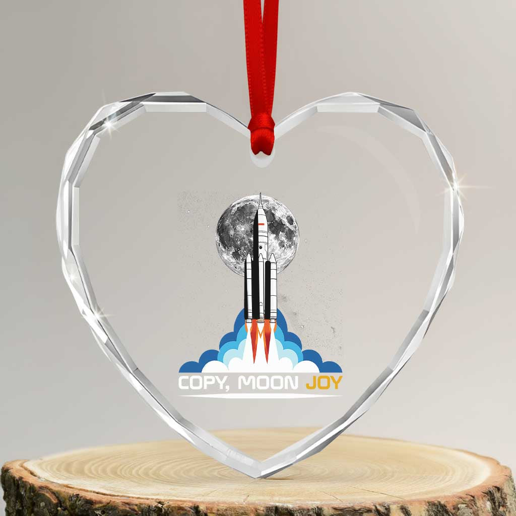 Copy Moon Joy Heart Crystal Glass Ornament Rocket Launch Full Moon TS14 Transparent Glass 3'' Heart Print Your Wear