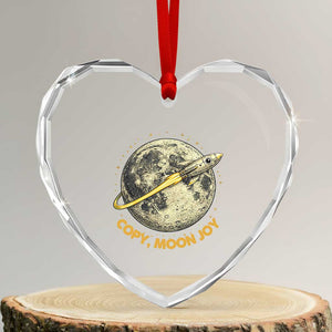 Copy Moon Joy Space Lover Lunar Mission Heart Crystal Glass Ornament Astronaut Sci Fi Graphic TS12 Transparent Glass 3'' Heart Print Your Wear