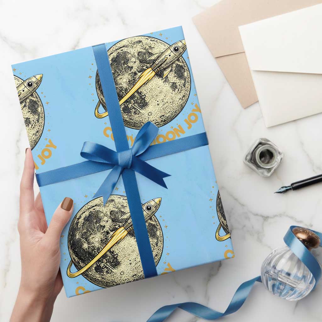 Copy Moon Joy Space Lover Lunar Mission Wrapping Paper Roll Astronaut Sci Fi Graphic TS12 Light Blue Print Your Wear