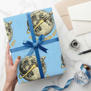 Copy Moon Joy Space Lover Lunar Mission Wrapping Paper Roll Astronaut Sci Fi Graphic TS12 Light Blue Print Your Wear