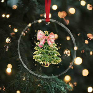Coquette Bow Christmas Crystal Glass Ornament Cute Teacher Xmas Tree Pink TS10 Print Your Wear
