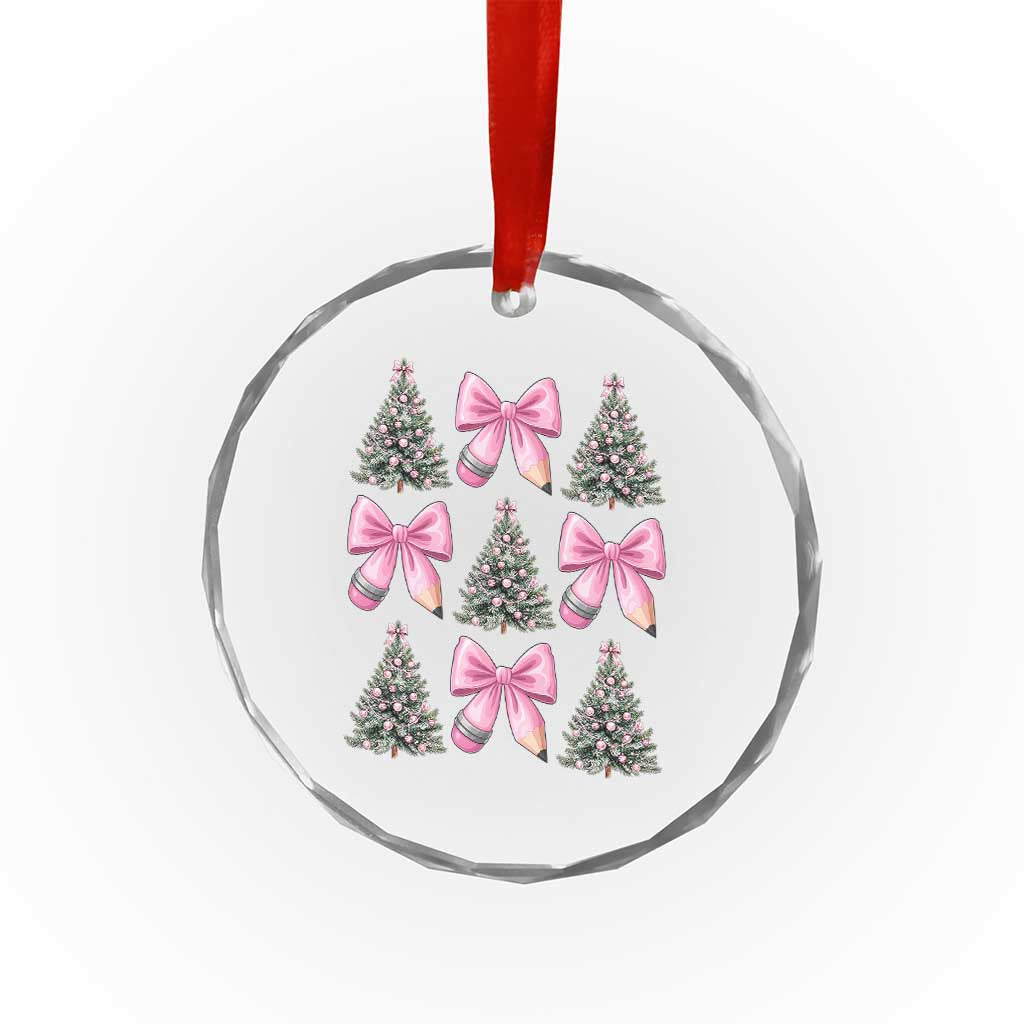 Coquette Bow Christmas Crystal Glass Ornament Girly Xmas Tree Teacher Pencil Bow TS10 Print Your Wear
