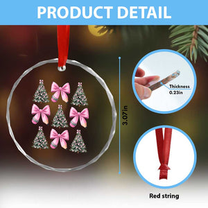 Coquette Bow Christmas Crystal Glass Ornament Girly Xmas Tree Teacher Pencil Bow TS10 Print Your Wear