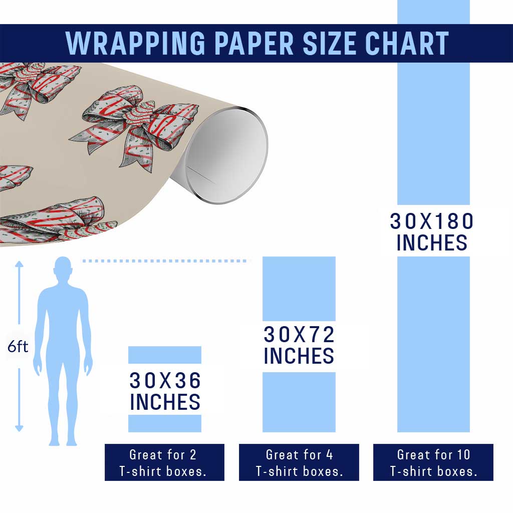 Coquette Bow Christmas Tree Cake Wrapping Paper Roll Xmas Vibes TS02 Print Your Wear