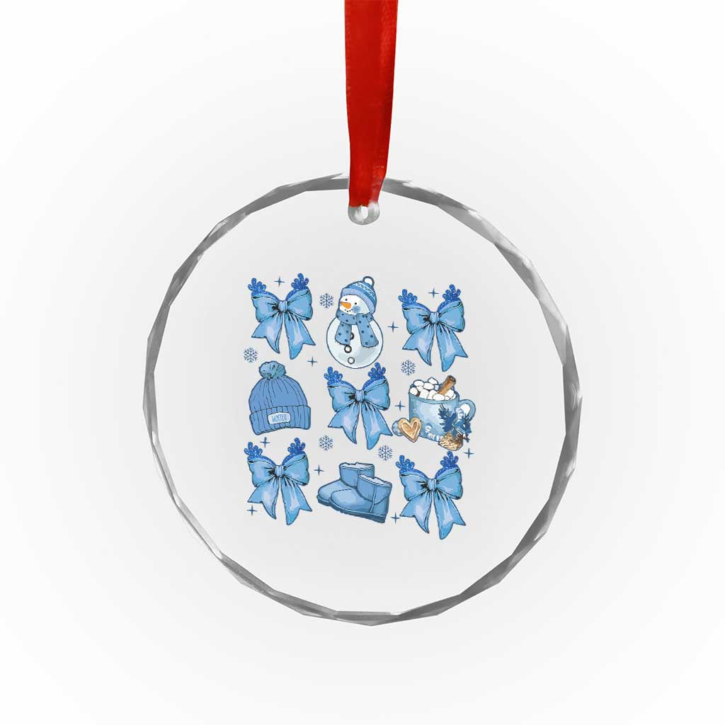 Coquette Bow Crystal Glass Ornament Cozy Winter Xmas Gift Blue Holiday TS10 Print Your Wear