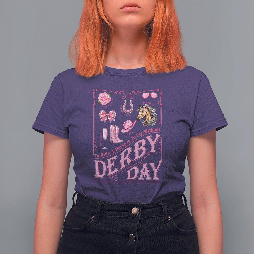 Coquette Bow Girly Derby Day Horse Racing T Shirt For Women TS09 Purple Print Your Wear