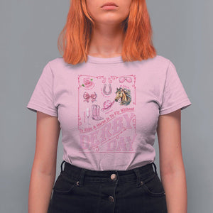 Coquette Bow Girly Derby Day Horse Racing T Shirt For Women TS09 Light Pink Print Your Wear