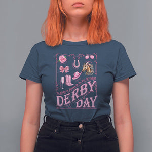 Coquette Bow Girly Derby Day Horse Racing T Shirt For Women TS09 Navy Print Your Wear