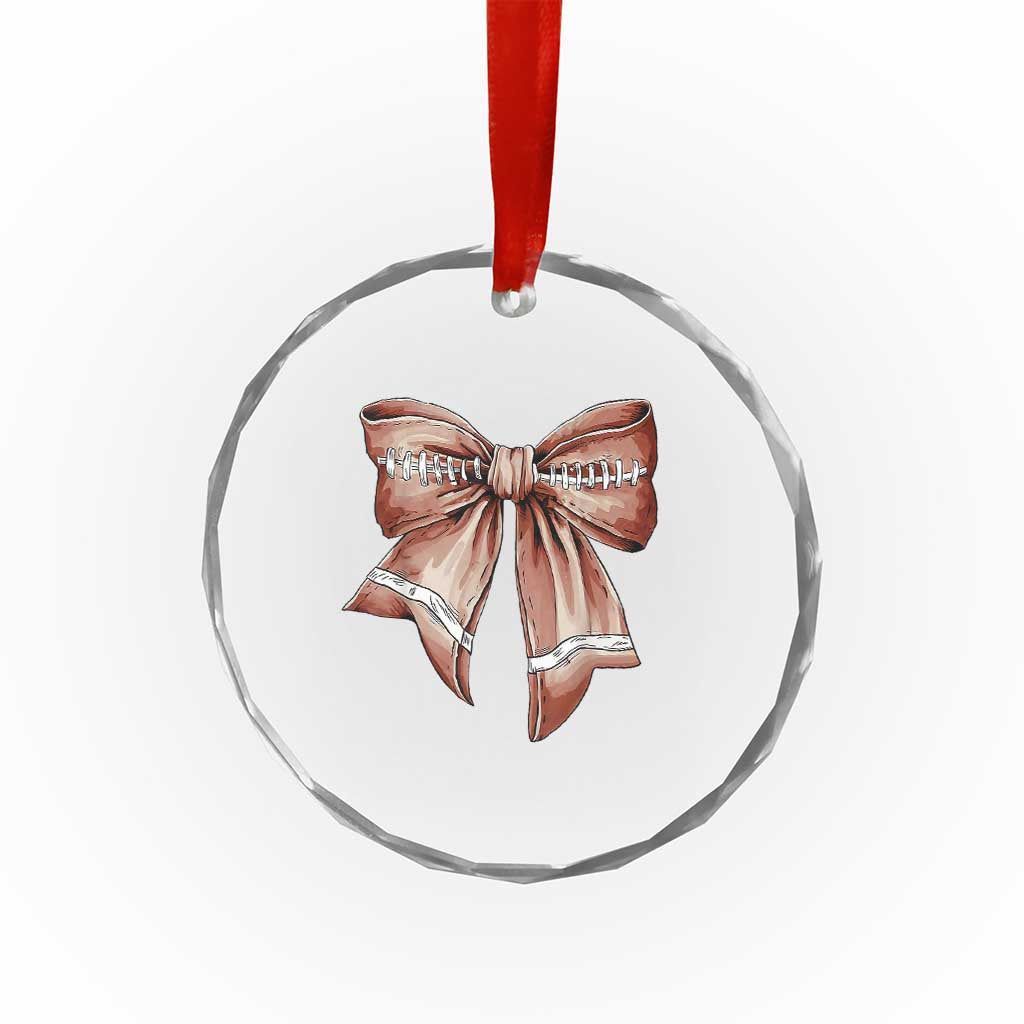 Coquette Bow Pumpkin American Football Crystal Glass Ornament Retro Thanksgiving Autumn Vibe TS02 Print Your Wear