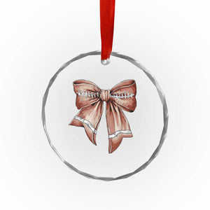 Coquette Bow Pumpkin American Football Crystal Glass Ornament Retro Thanksgiving Autumn Vibe - Print Your Wear