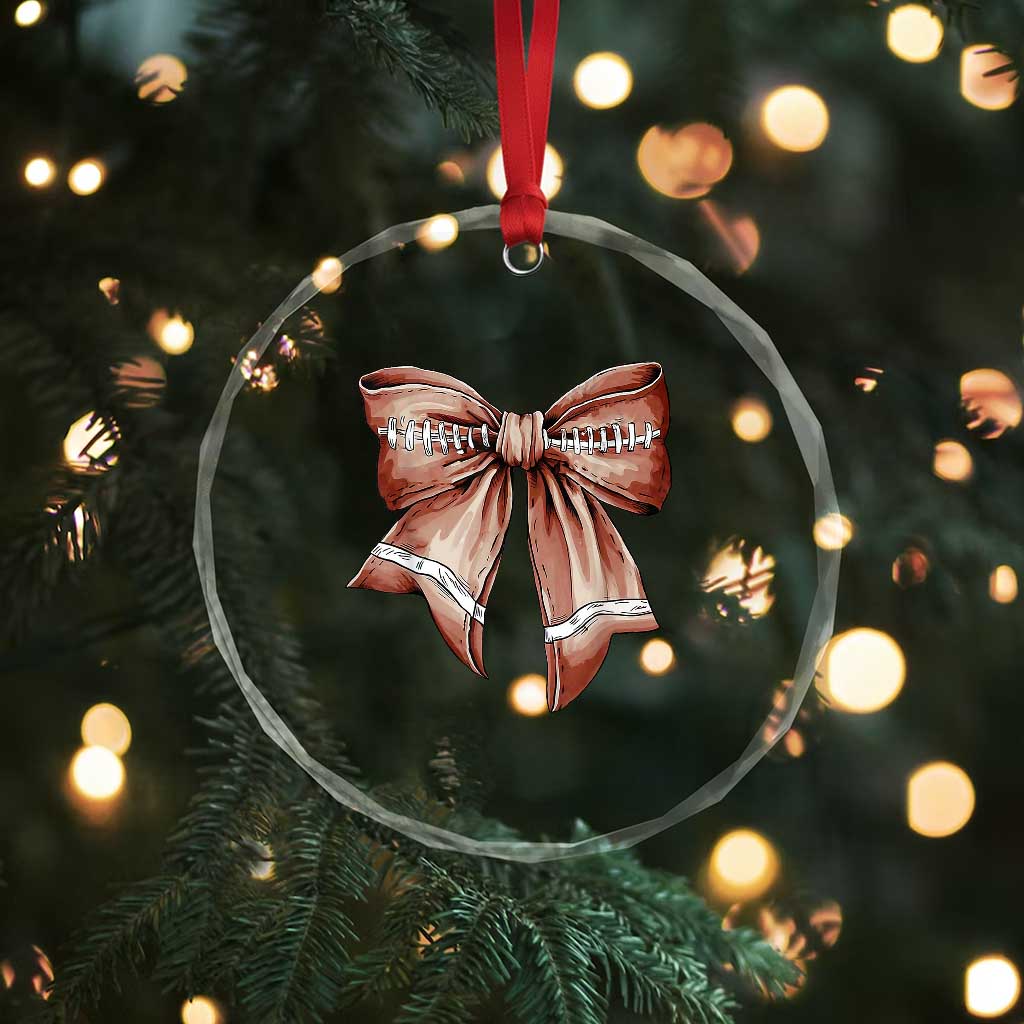 Coquette Bow Pumpkin American Football Crystal Glass Ornament Retro Thanksgiving Autumn Vibe TS02 Print Your Wear