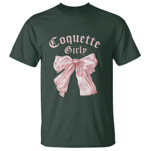 Coquette Girly T Shirt Pink Bow TS02 Dark Forest Green Printyourwear