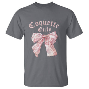 Coquette Girly T Shirt Pink Bow TS02 Charcoal Printyourwear