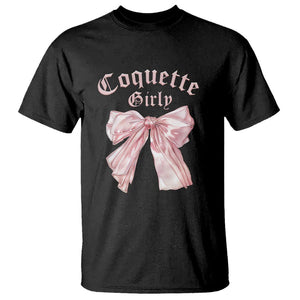 Coquette Girly T Shirt Pink Bow TS02 Black Printyourwear