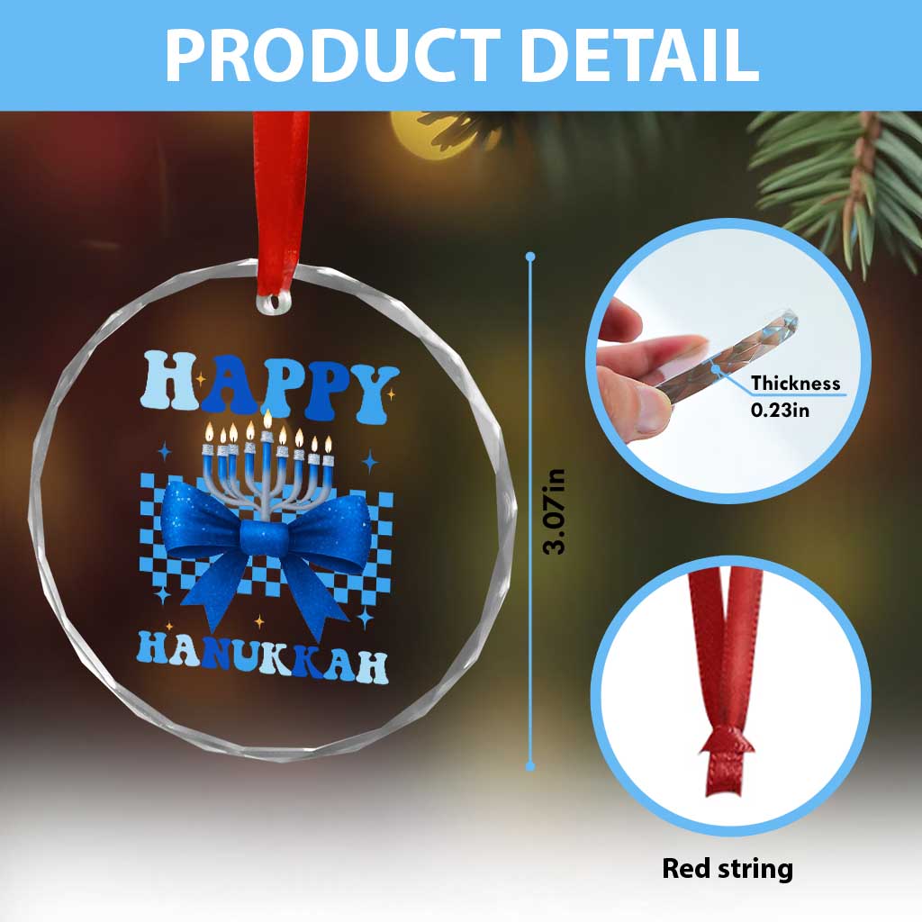 Coquette Hanukkah Crystal Glass Ornament Jewish Menorah Bow Girls TS10 Print Your Wear