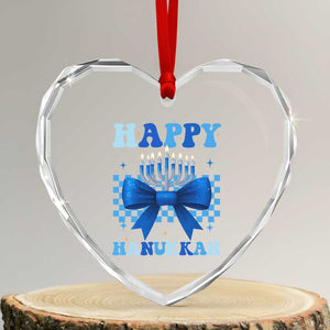 Coquette Hanukkah Heart Crystal Glass Ornament Jewish Menorah Bow Girls TS10 Transparent Glass 3'' Heart Print Your Wear