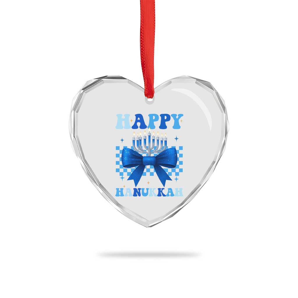 Coquette Hanukkah Heart Crystal Glass Ornament Jewish Menorah Bow Girls TS10 Print Your Wear