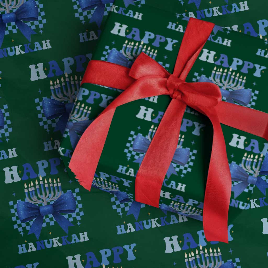 Coquette Hanukkah Wrapping Paper Roll Jewish Menorah Bow Girls TS10 Green Print Your Wear