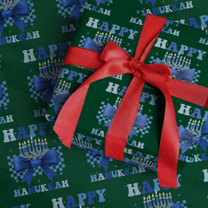 Coquette Hanukkah Wrapping Paper Roll Jewish Menorah Bow Girls TS10 Green Print Your Wear